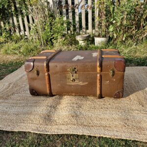 Antique Victorian STEAMER TRUNK ORIGINAL LABELS.