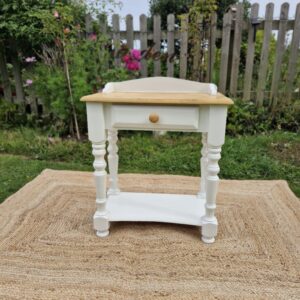 Upcycled Vintage Farmhouse style pine bedside table/ side table.-NOW SOLD.