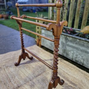 Antique Victorian 1850s Mahogany Freestanding Barley Twist Towel Rail