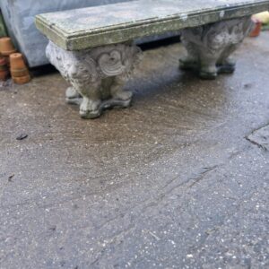 Antique stone  Carved lion Bench.