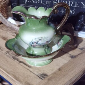 Staffordshire Pottery Green Painted Jug.