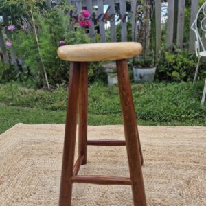 Rustic Farmhouse Wooden Two Toned Stool.