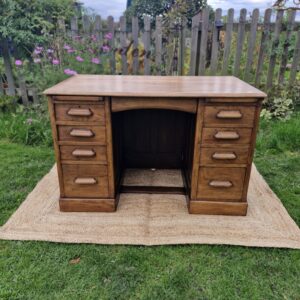 Antique Solid Oak 1930s Recently Upcycled And Lovingly Restored Desk.