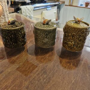 Secla pottery Honey pots. set of 3.