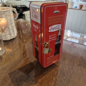 Vintage Coca-Cola Lock box tin & keys.