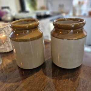 Vintage Farmhouse stone where utensils Pot.