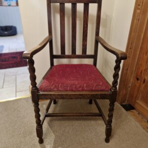 Antique Victorian Oak Barley twist Elbow / Hall Chair.