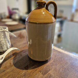 Antique Beautiful Salt-glazed two tone Stoneware flagon /jar