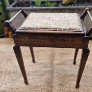 Antique Edwardian Oak Piano Stool With Brass Handles And Storage.- SOLD