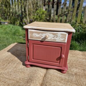 Upcycled Solid Pine Handmade Rustic Chalk Painted Bedside Cabinet.