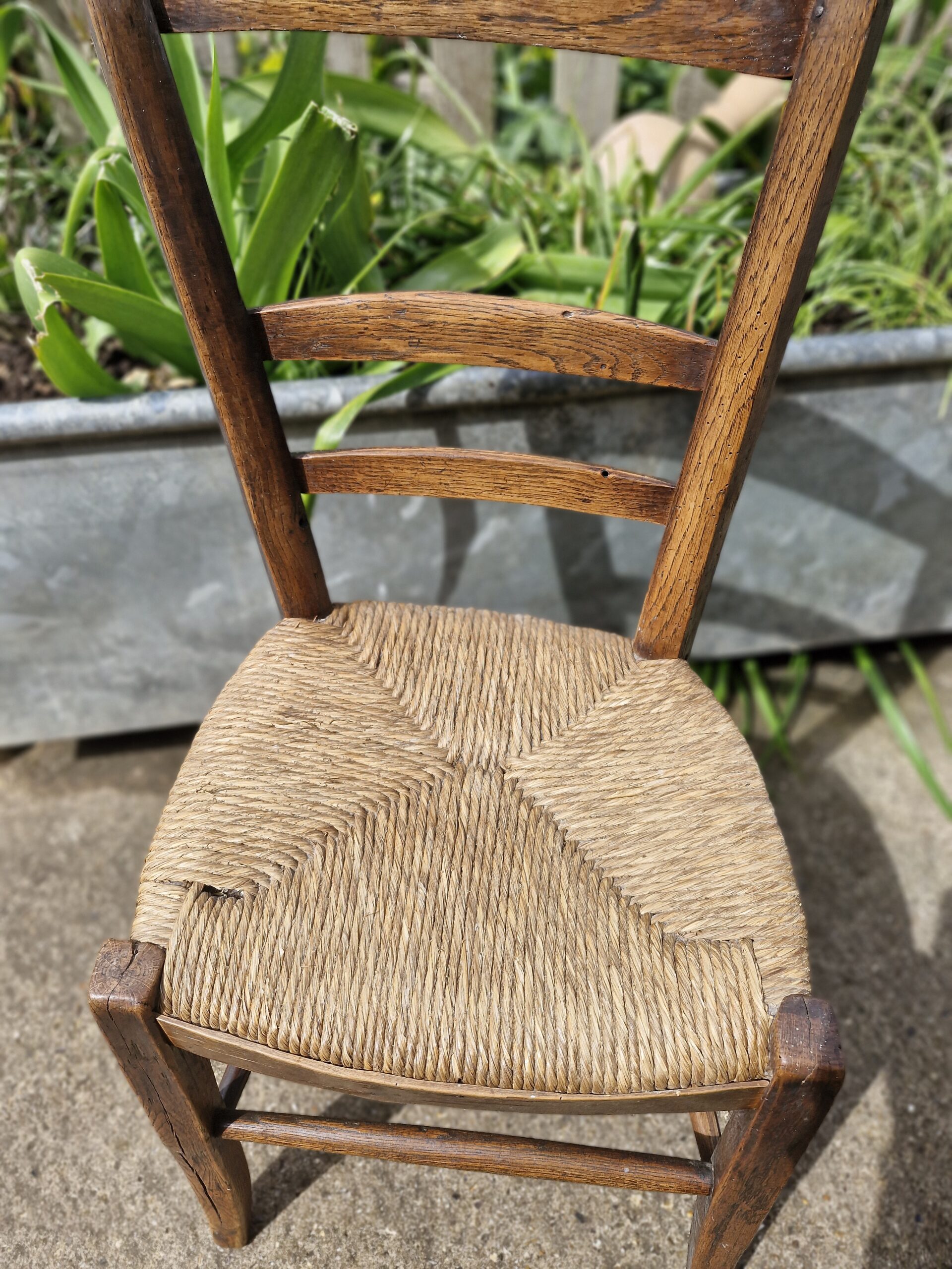 19th century French Country Style ladder back Rustic chair - Image 2