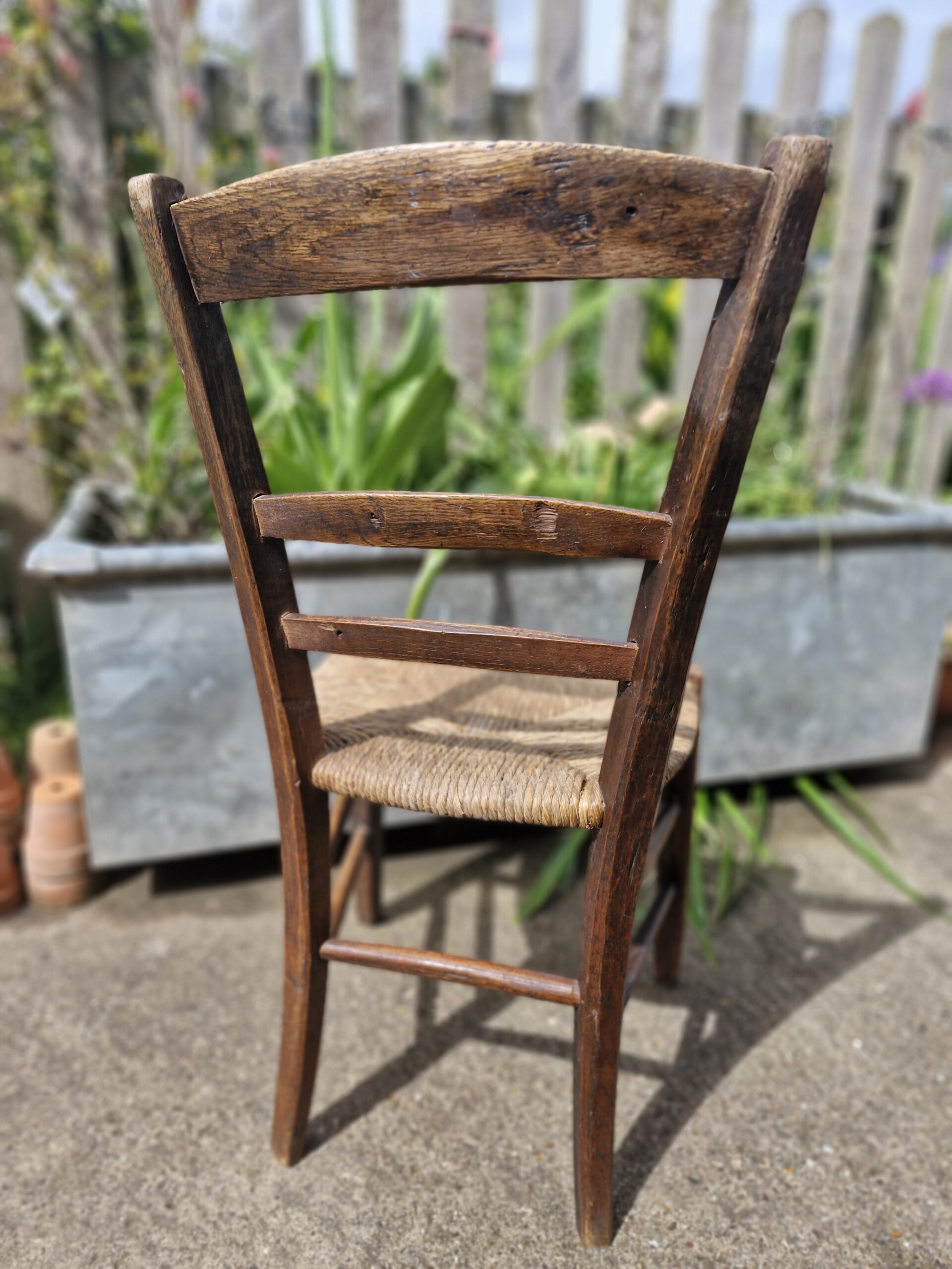 19th century French Country Style ladder back Rustic chair - Image 4
