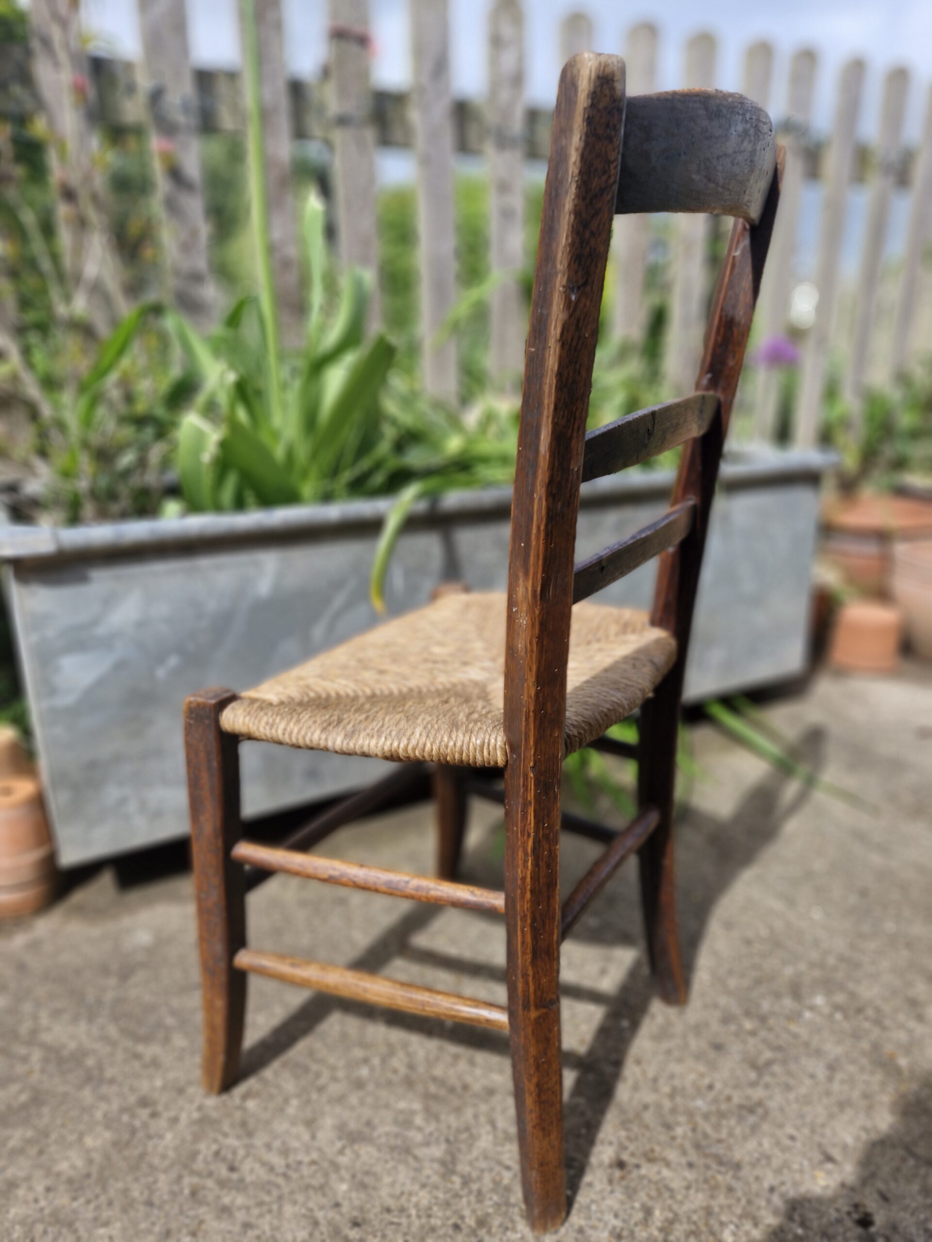 19th century French Country Style ladder back Rustic chair - Image 6