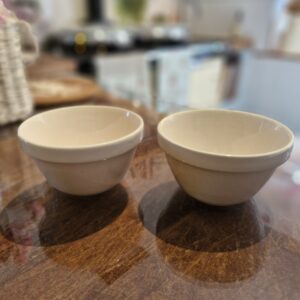 Farmhouse Style Pair of white pudding Mason Cash ceramic bowls,